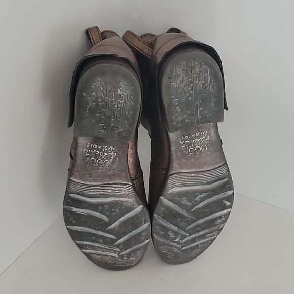 UGG Collection Stella Women's Leather Booties Size 7.5 Side Zip Metallic Bronze - Picture 7 of 10